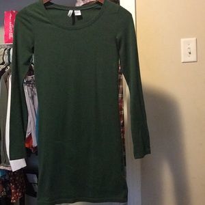 Mini long sleeve olive green dress